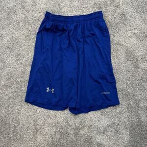 Under Armour Shorts Mens Large Blue HeatGear Jefferies Logo Athletic Gym 1253527